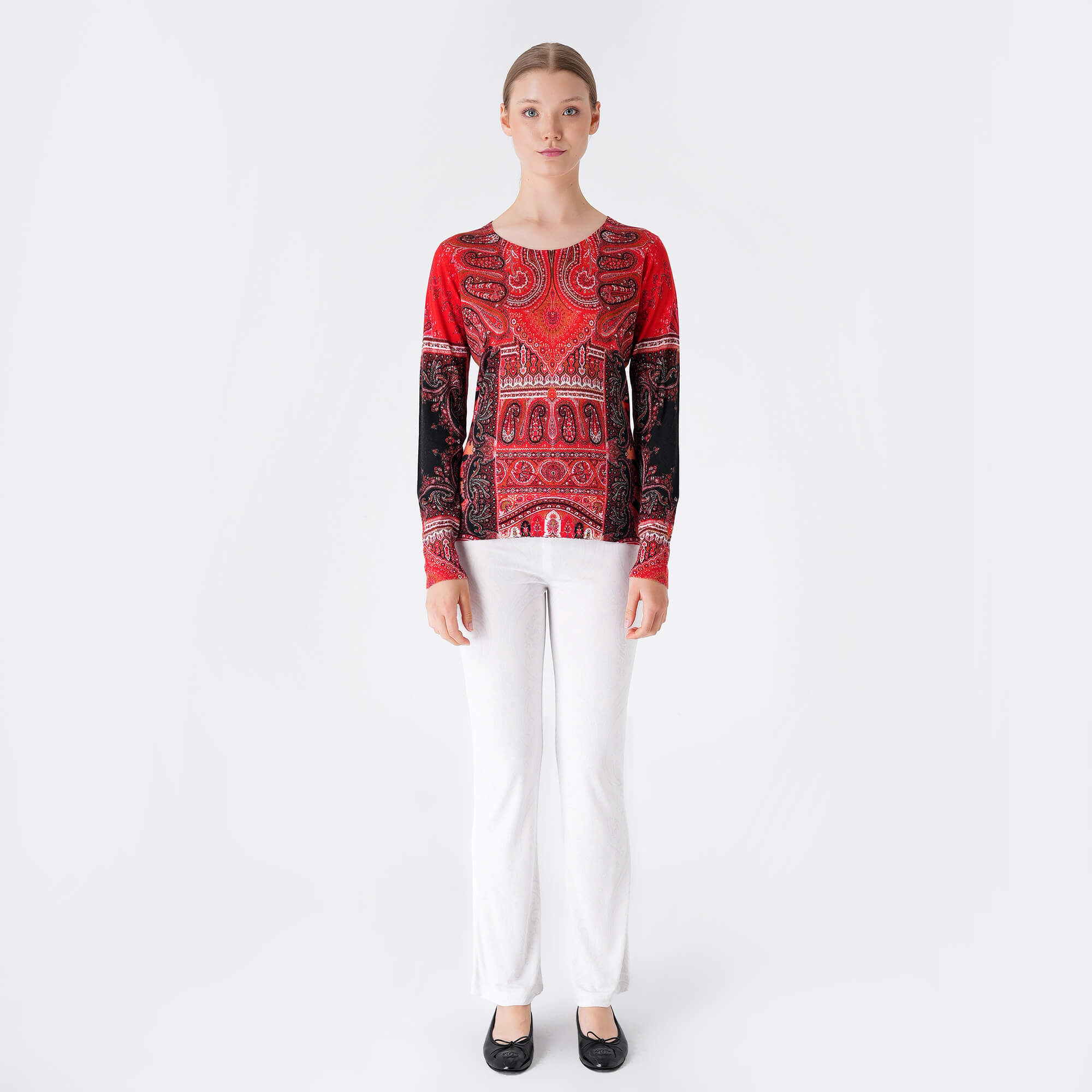 Etro - Burgundy Ethnic Print Thin Sweater